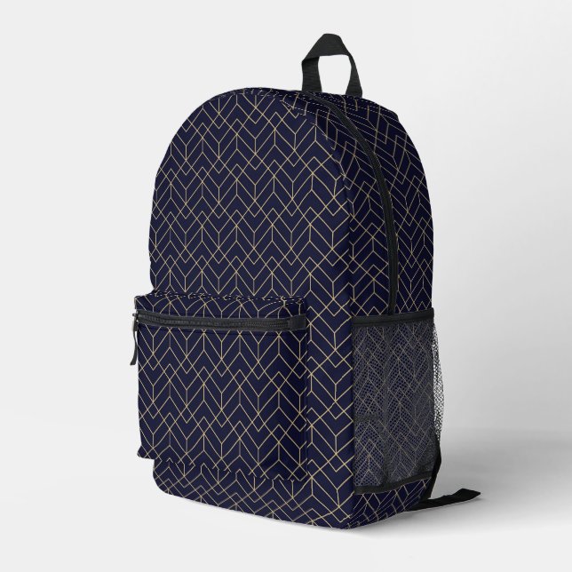 Sac À Dos Imprimé Motif Hexagon bleu (Coin arrière droit)