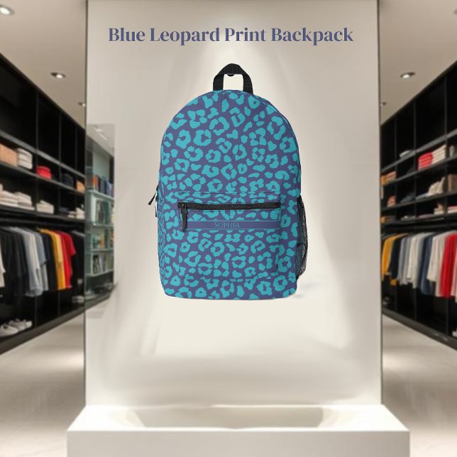Sac À Dos Imprimé Motif léopard-bleu (Blue Leopard Print Backpack)