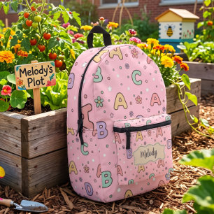 Sac À Dos Imprimé Motif lettres roses pour la rentrée scolaire