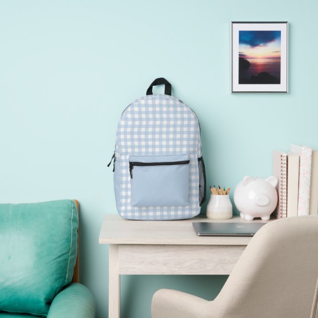 Sac À Dos Imprimé Motif minimum Pastel bleu Plaid (Insitu)