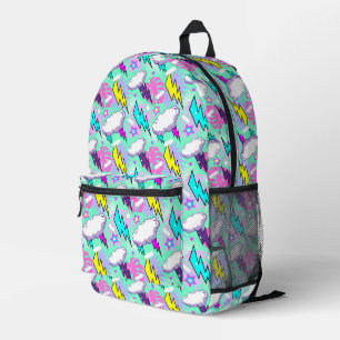 Sac À Dos Imprimé Motif Neon Lightning Bolts & Stars