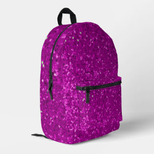 Sac À Dos Imprimé Motif Pailleté Faux Glitter Rose Profond