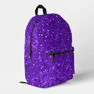 Sac À Dos Imprimé Motif Pailleté Faux Glitter Violet Profond
