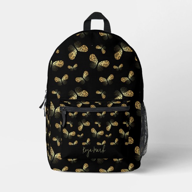 Sac À Dos Imprimé Motif papillon de papillon noir (Recto)