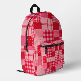 Sac À Dos Imprimé Motif patchwork rose rouge