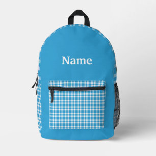 Sac À Dos Imprimé Motif Personnalisé Carreaux Bleu Blanc