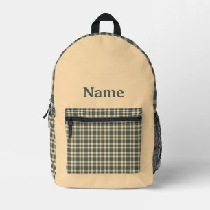 Sac À Dos Imprimé Motif Personnalisé Carreaux Vert Jaune
