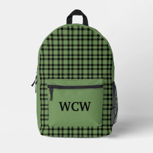 Sac À Dos Imprimé Motif Personnalisé Carreaux Verts Noirs