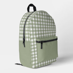 Sac À Dos Imprimé Motif Plaid Vert Sage Minimaliste