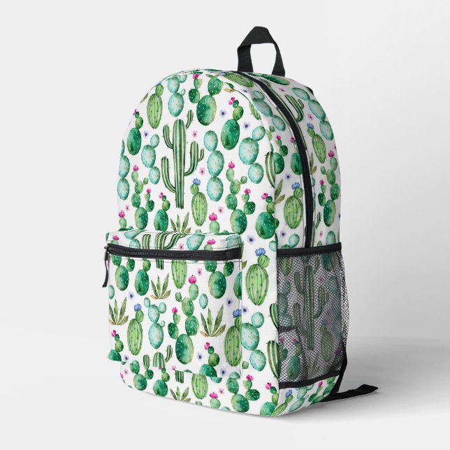 Sac À Dos Imprimé Motif Plante Cactus aquarelle (Coin arrière droit)