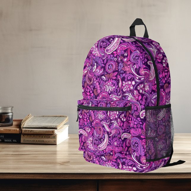 Sac À Dos Imprimé Motif rose violet Paisley (Créateur téléchargé)
