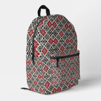 Motif rouge noir blanc géométrique folk
