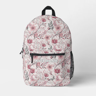 Sac À Dos Imprimé Motif Sakura en fleurs de cerises roses sur blanc