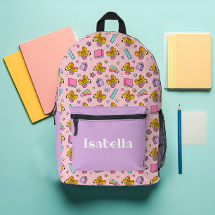 Sac À Dos Imprimé Motif scolaire personnalisé rose et violet