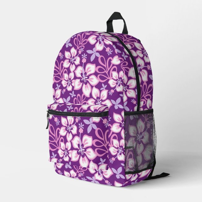 Sac À Dos Imprimé Motif SURF JUNGLE EN PURPLE (Coin arrière droit)