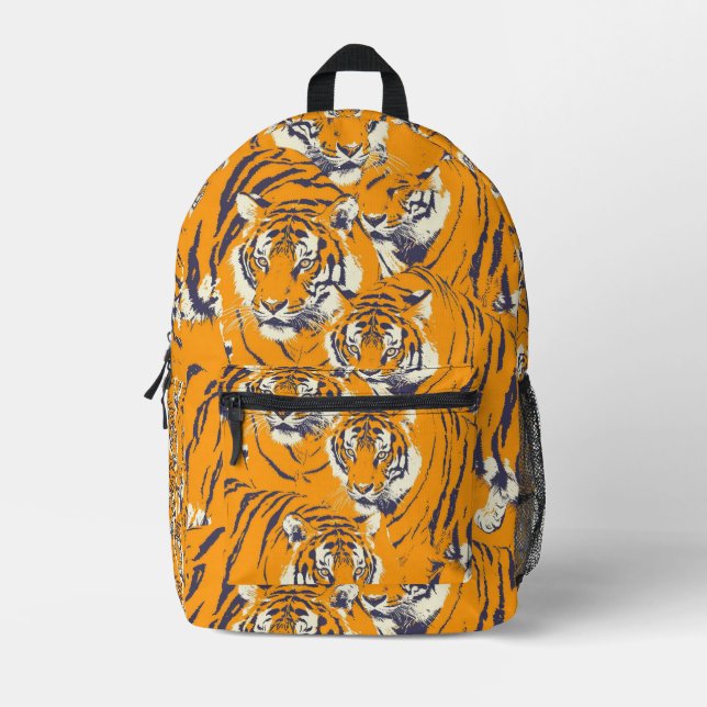 Sac À Dos Imprimé Motif Tigre Carrelé (Recto)