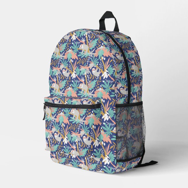 Sac À Dos Imprimé Motif Tropical Blue Sloth (Coin arrière droit)