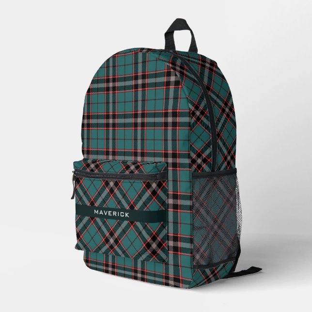 Sac À Dos Imprimé Motif Turquoise foncé Chic Nom Masculine moderne (Coin arrière droit)