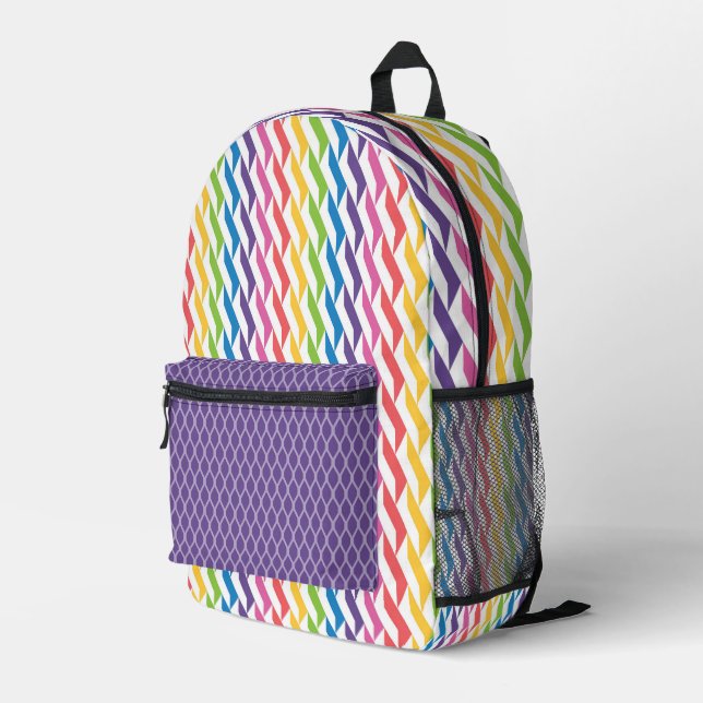 SAC À DOS IMPRIMÉ MOTIFS GÉOMÉTRIQUES COULEUR BRILLANTE (Coin arrière droit)