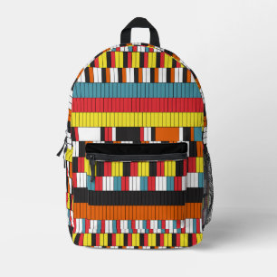 Sac À Dos Imprimé Motifs horizontaux rouge jaune