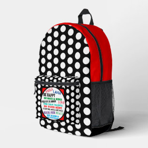 Sac À Dos Imprimé Motivation des Pois noirs rouges