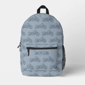 Sac À Dos Imprimé Motocyclette moto bleue nom garçons école