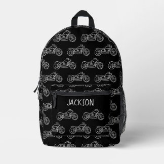 Sac À Dos Imprimé Motocyclette moto noir nom garçons école