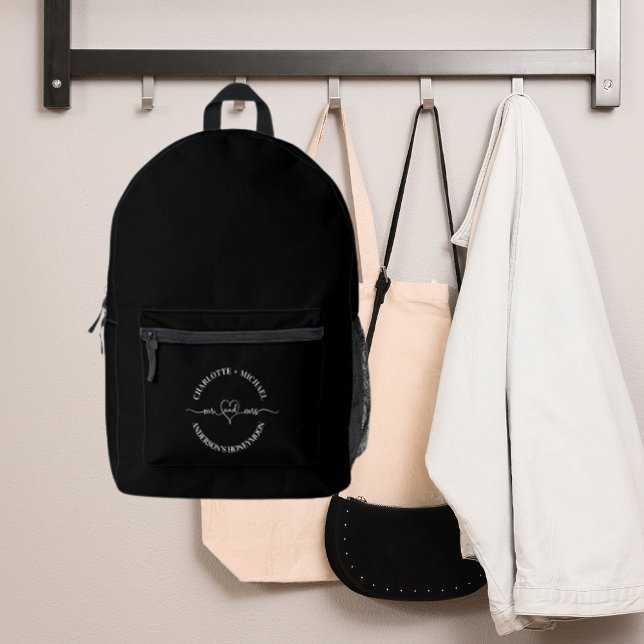 Sac À Dos Imprimé Mrs lune de miel noir blanc jeunes mariés (Créateur téléchargé)