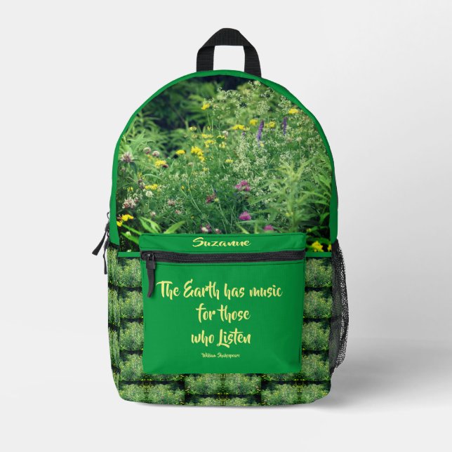 Sac À Dos Imprimé Musique De La Nature Citation Inspirationnelle (Recto)