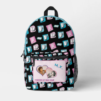 Sac À Dos Imprimé musique K-pop hallyu fan noir bleu rose deux photo