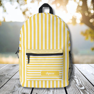 Sac À Dos Imprimé Mustard jaune et blanc Vintage Nom trié