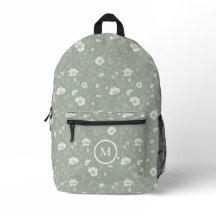 Muted Green And White Wildflower Pattern 