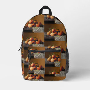 Sac À Dos Imprimé Nature morte vintage avec des pêches et des raisin