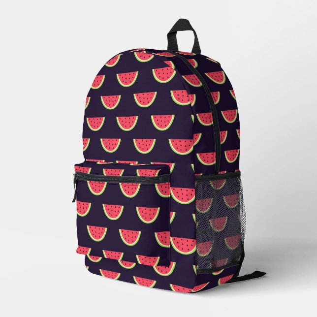 Sac À Dos Imprimé Neon Watermelon on Purple Pattern (Coin arrière droit)