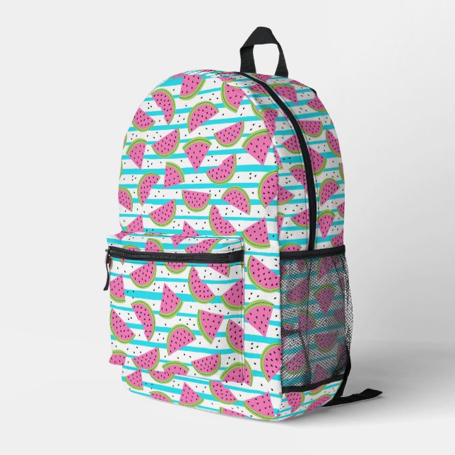 Sac À Dos Imprimé Neon Watermelon on sur Stripes Motif (Coin arrière droit)