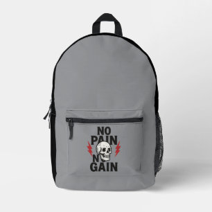 Sac À Dos Imprimé No Pain No Gain - Graphique de crâne gras et de fo