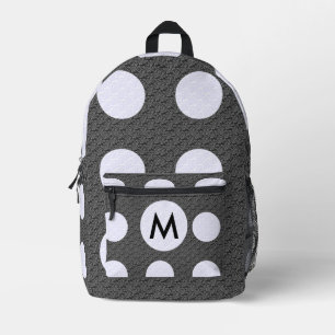 Sac À Dos Imprimé Noir avec des pois blancs monogrammés