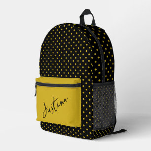Sac À Dos Imprimé Noir avec Pois or Personnalisé