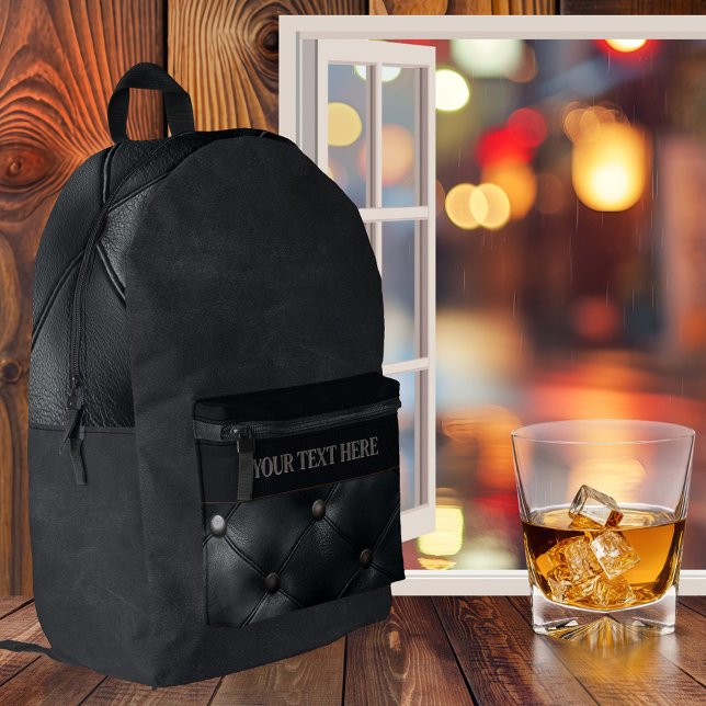 Sac À Dos Imprimé Noir Faux cuir classique (A practical and multi-functional backpack featuring a black faux leather design. )