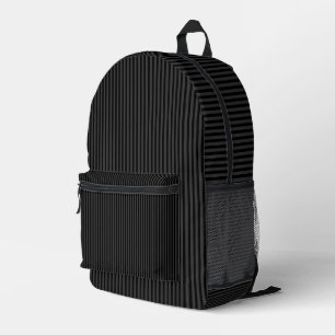 Sac À Dos Imprimé Noir & Rayures Verticales Etroites Noir Fumé