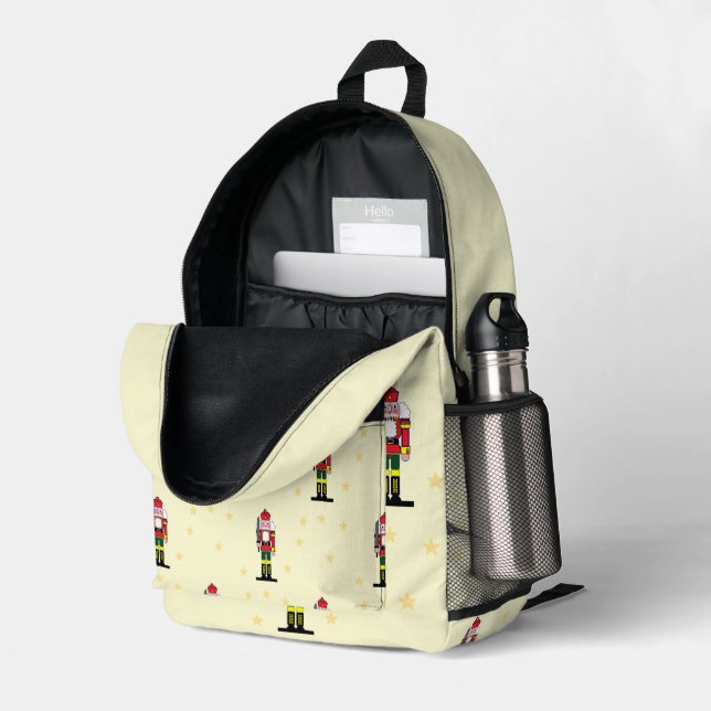 Sac À Dos Imprimé Noisette de Noël motif sur jaune (Coin arrière droit (ouvert))