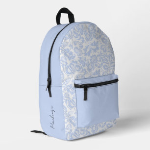 Sac À Dos Imprimé Nom botanique floral bleu élégant