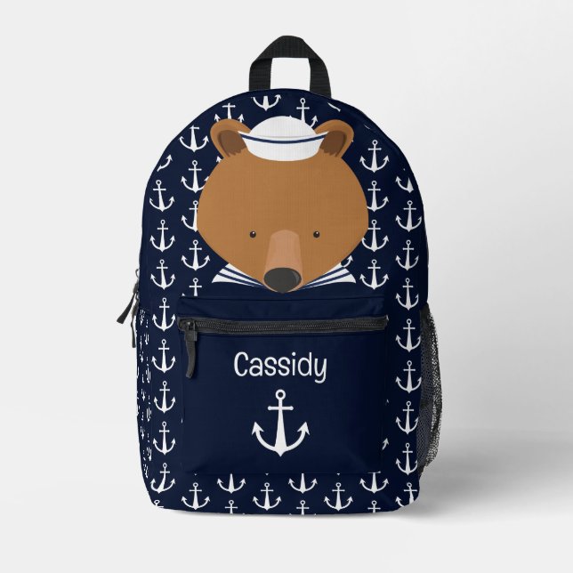 Sac À Dos Imprimé Nom de l'ours en peluche Nautique (Recto)