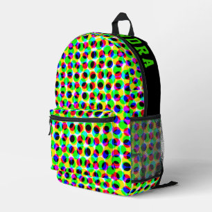 Sac À Dos Imprimé Nom de lumières de cercle géométriques néon tendan