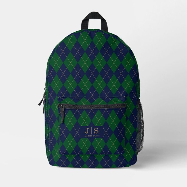 Sac À Dos Imprimé Nom de monogramme personnalisé (Recto)