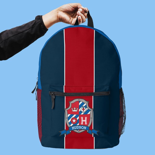 Sac À Dos Imprimé Nom d'Hudson signifiant chevalier bleu rouge (Créateur téléchargé)