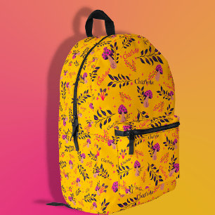 Sac À Dos Imprimé Nom du bébé personnalisé jaune Fairytale Champigno