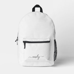 Sac À Dos Imprimé Nom du monogramme blanc noir moderne