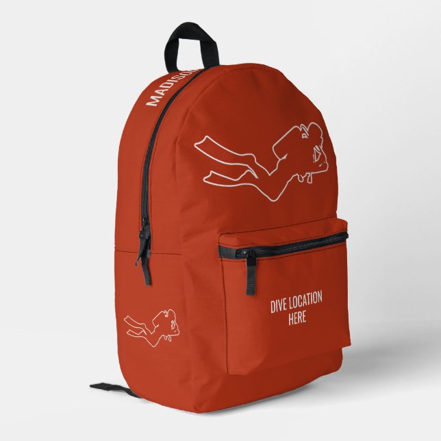 Sac À Dos Imprimé Nom et emplacement personnalisés Scuba Diver (Coin arrière gauche)