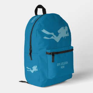 Sac À Dos Imprimé Nom et emplacement personnalisés Scuba Diver